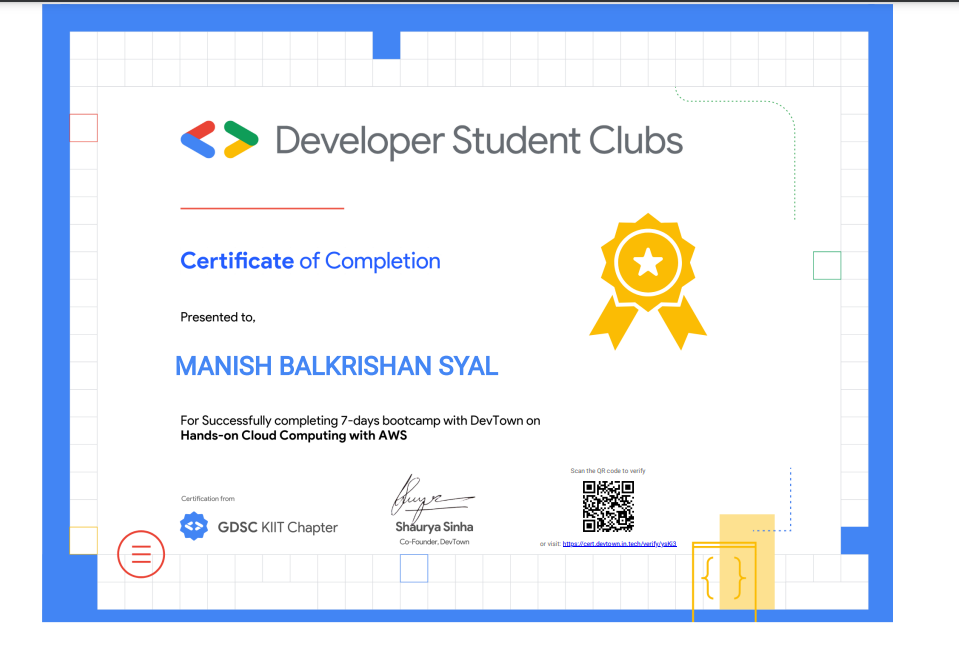 GDSC Certificate